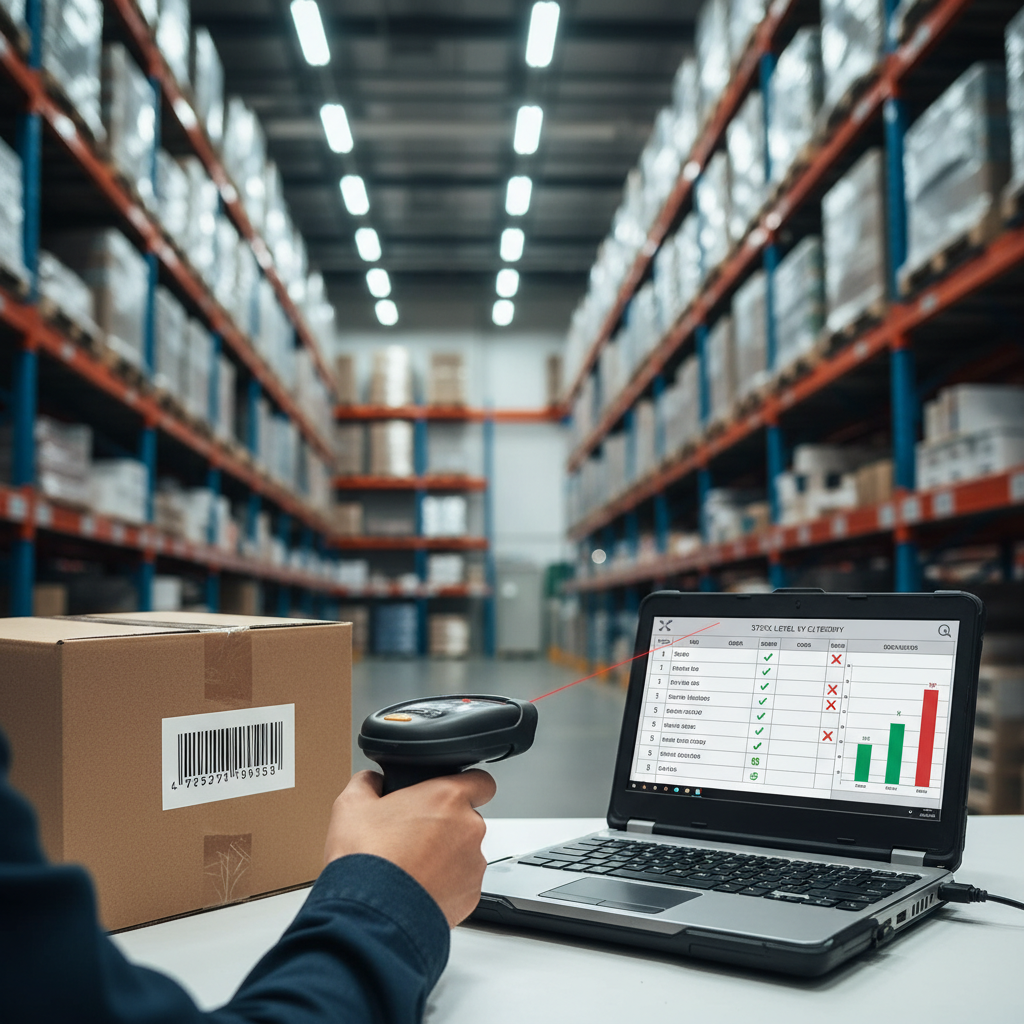 Close-up of warehouse inventor...