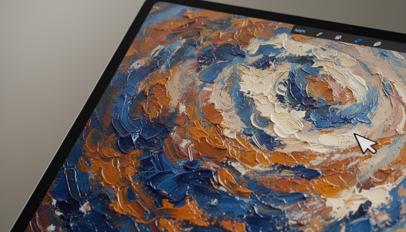 Close-up of a digital canvas w...