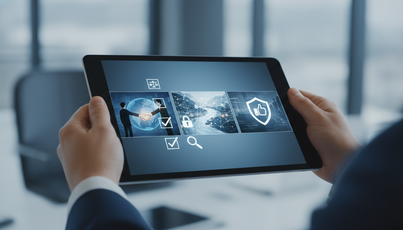 A modern creative studio desk with screen showing variations of generated images