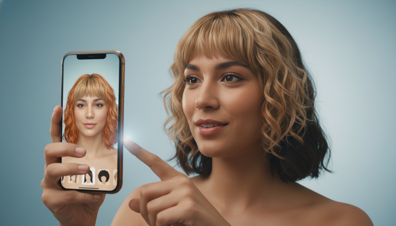 Person using mobile app to try...