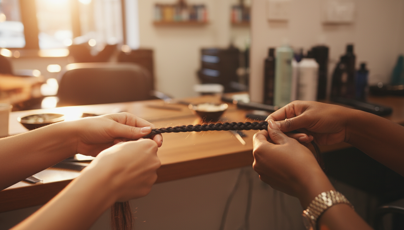Close-up of diverse hands brai...