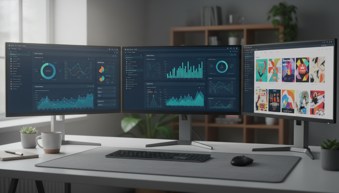 Close-up of marketer's worksta...